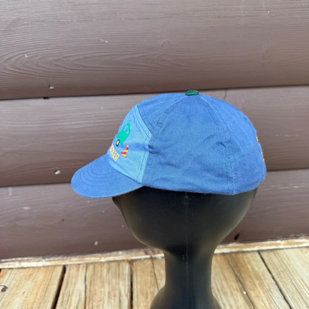Vintage Baby B'gosh Little Worker Cement Mixer Truck Hat Infant Blue Cap